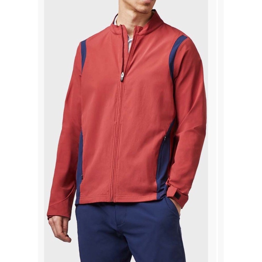 Rhone Play Through Water Resistant Jacket Windbreaker Front Mock Neck Mens Sz M